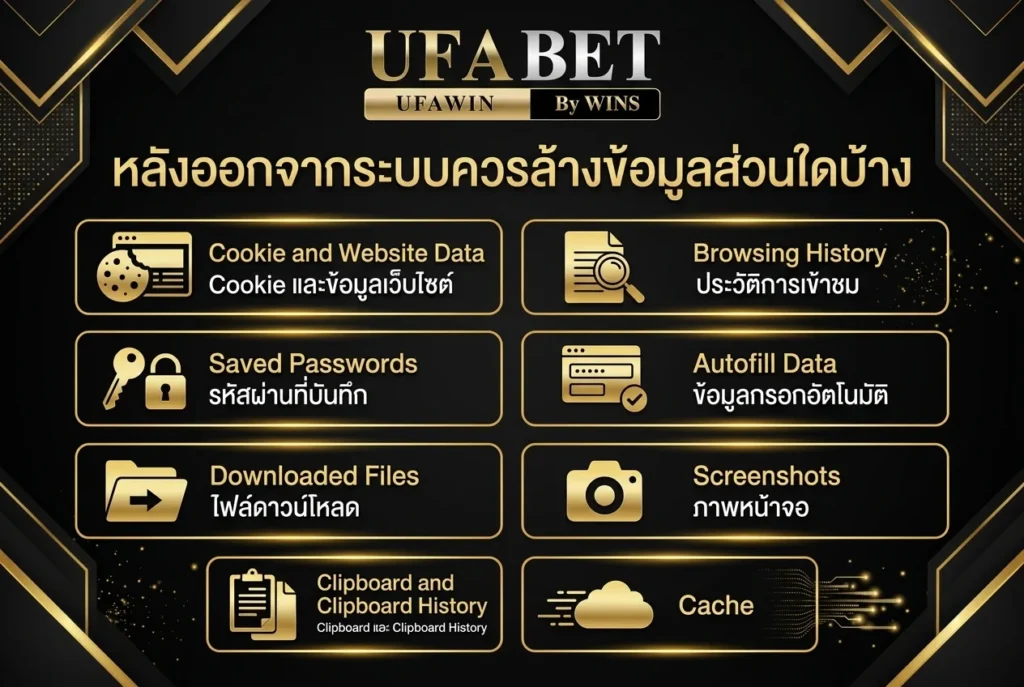 หลังออกจากระบบควรล้างข้อมูลส่วนใดบ้าง