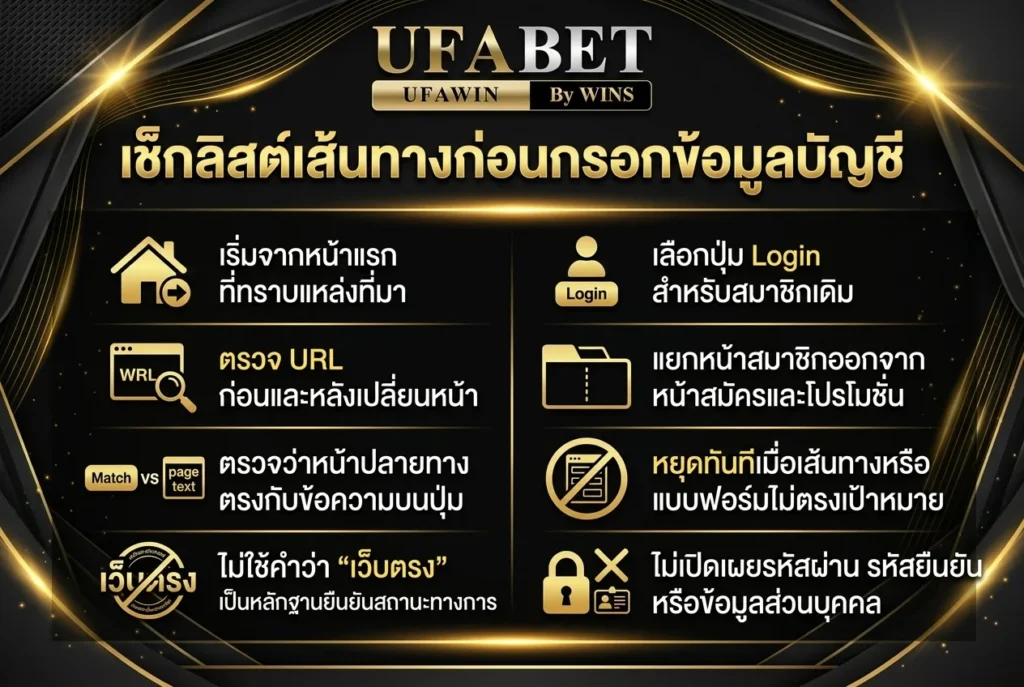 เช็กลิสต์เส้นทางก่อนกรอกข้อมูลบัญชี